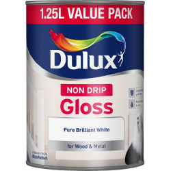 Dulux Non Drip Gloss 1.25L - Pure Brilliant White - STX-670317 