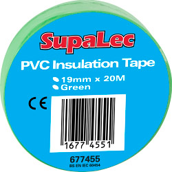 SupaLec PVC Insulation Tapes - Green 20 Metre Pack 10 - STX-677455 