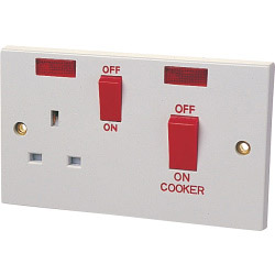 Dencon 45A Cooker Panel with 13A Socket and Pilot Lamp to BS4177 - Bubble Packed - STX-695564 