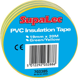 SupaLec PVC Insulation Tapes - Green & Yellow 20 Metre Pack 10 - STX-703385 