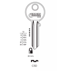 Cisa 5 Pin Cylinder Key Blank - Pack 10 - STX-751609 