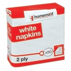 Homemaid Kitchenware White Napkins - 2 PLY Pack 50 - STX-792108 