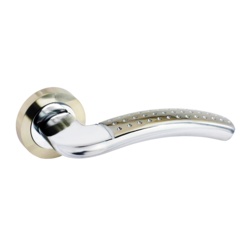 Securit Satin Nickel Chrome Plated Latch Handles Dimple (Pair) - 54mm - STX-795066 