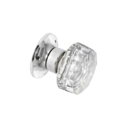 Securit Glass Mortice Knobs Faceted (Pair) - CP 65mm - STX-829905 