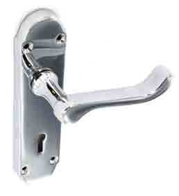 Chrome shaped lock handles 170mm - S2710