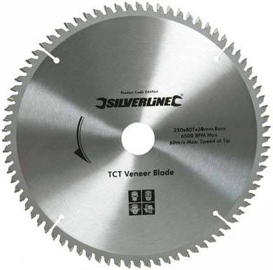 Silverline - TCT VENEER BLADES (250X16MM 80T) - 244964