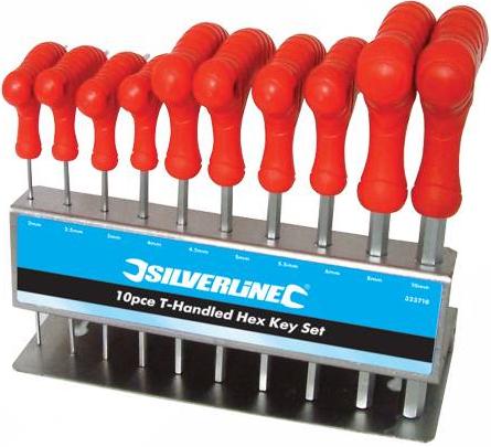 Silverline - 10PCE T-HANDLED HEX KEY SET - 323710