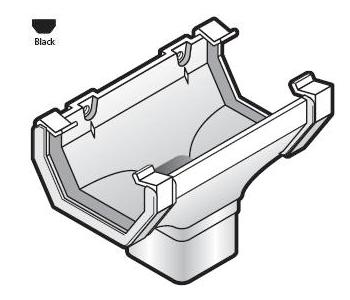 Square Line Black Gutter Running Outlet - ROS1-BK