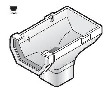 Square Line Black Gutter Stopend Outlet - ROS2-BK