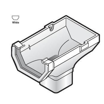 Square Line White Gutter Stopend Outlet - ROS2-WH