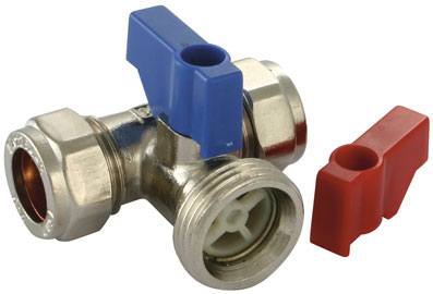 15mm x 3/4" Tee Washing Machine Valve With Double Check Valve - DISCONTINUED - WMV015-DCV