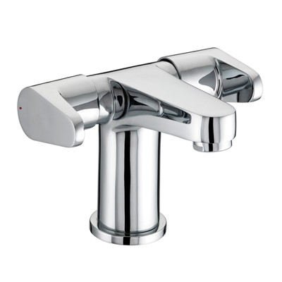 Bristan Quest Two Handled Basin Mixer with Clicker Waste - QST BAS2 C - QSTBAS2C